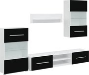 vidaXL Set mobilier comodă TV de perete, 5 piese, iluminare LED, negru