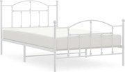 vidaXL Cadru de pat metalic cu tăblie de cap/picioare, alb, 107x203 cm