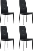 vidaXL Scaune de sufragerie, 4 buc., negru, piele ecologică