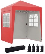 Outsunny Tonnelle barnum de grădină pop-up pliabil reglabil în înălțime protecție UV 30+ 3 părți laterale rouge | Aosom Romania