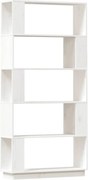 vidaXL Bibliotecă/Separator cameră, alb, 80x25x132 cm lemn masiv pin