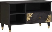 vidaXL Cabinet TV cu sertar Negru 80 x 33 x 46 cm Lemn de mango solid
