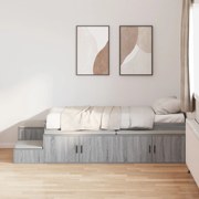 vidaXL Cadru de pat cu depozitare sonoma gri 244 x 127 x 53.5 cm