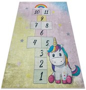 BAMBINO 54060 covor lavabil Inorog, hopscotch pentru copii anti-alunecare - roz / galben