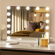 BRILAGI - Oglindă de machiaj LED reglabilă HOLLYWOOD LED/15W/230V CCT + USB albă