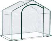 Outsunny Sera Cabina Portabila 6' x 3' x 6', Folie PE, Sera de Gradina cu Cadru de Otel, Usa cu Fermoar, Aerisire Superioara, pentru Flori, Legume, Puieti, Plante Tropicale, Verde | Aosom Romania