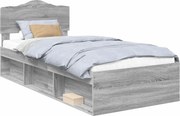 vidaXL Cadru de pat Gri Sonoma 100 x 200 cm Lemn de pin masiv