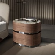 Noptiera cu sertare furnir de nuc cu blat marmura portelanata Walnut