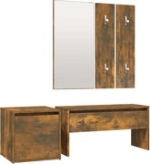 vidaXL Set de mobilier pentru hol, stejar fumuriu, lemn prelucrat