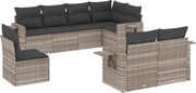 vidaXL Set mobilier de grădină cu perne, 8 piese gri deschis poliratan