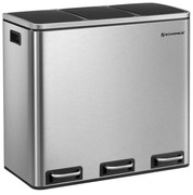 Coș pentru sortarea deșeurilor SORT 54l (3x18 l), argintie SongmicsHome