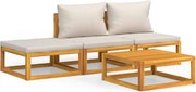 vidaXL Set mobilier grădină, perne gri deschis, 4 piese, lemn masiv