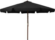 vidaXL Umbrelă de soare de exterior, stâlp din lemn, negru, 330 cm