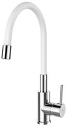 Baterie bucatarie cu pipa flexibila Rubineta Twister finisaj crom lucios-alb mat