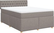 vidaXL Pat box spring cu saltea, gri taupe, 140x200 cm, textil