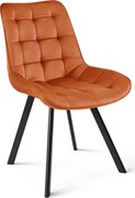 Scaun de masa SORIA VELVET cu picioare negre, teracota