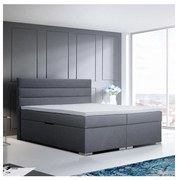 Pat tapițat NEW BOLERO 180x200 cm, gri, cu spațiu de depozitare și saltele cu topper