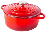 Oala din fonta emailata cu capac, 4 L, rosu