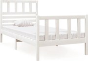 vidaXL Cadru de pat mic single, alb, 75x190 cm, lemn masiv