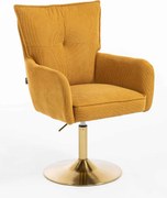 HR250N Scaun Catifea Reiată Premium Ruloare Curry Galben Bază Aurie