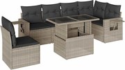 vidaXL Set canapele de grădină cu perne, 7piese gri deschis poliratan