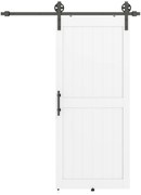 HOMCOM Ușă glisantă în stil rustic din lemn și oțel, Alb și Negru | Aosom Romania