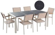 Set de masă pentru grădină Grosso (bej) (scaune bej) (pentru 6 persoane) (granit). 1011630