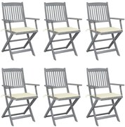 vidaXL Scaune pliante de exterior cu perne 6 buc. lemn masiv de acacia