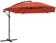 Outsunny Umbrelă de Soare Suspendată cu Bază în Cruce, Articulație Tip Banană și Manivelă, 304x260x245 cm, Maro | Aosom Romania