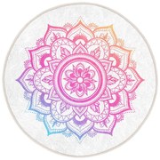 Covor rotund alb-roz lavabil adecvat și pentru aspiratoare robot ø 120 cm Comfort – Mila Home