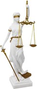 Statueta Justitia, zeita dreptatii, rasina alba cu accente aurii, 35 cm
