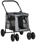 PawHut Pătuț pliabil animale câine pisică pernă inclusă roți cu frână material Oxford 600D 102 x 62 x 105 cm gri | Aosom Romania