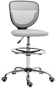 Vinsetto Scaun de birou ergonomic din plasă, scaun de desen, înălțime și picior de odihnă reglabil, 59 x 59 x 106-126 cm, gri | Aosom Romania