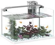 PawHut Acvariu pentru Pești Roșii din Sticlă cu Lumini LED cu Filtru și Pompă de Apă, 38x26x27 cm, Alb | Aosom Romania