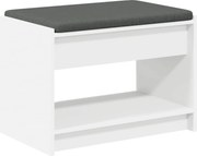 vidaXL Bancă pentru hol cu pernă cu raft Alb 63 x 38 x 45 cm