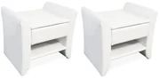 NOA210 - Set 2 Noptiere albe capitonate cu 1 sertar pentru dormitor - Piele ecologica