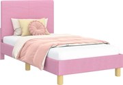 vidaXL Cadru de pat pentru copii cu spătar Roz 80 x 160 cm țesătură
