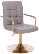HC1015NP Scaun Gri Piele Ecologica Bază Aurie