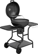 Outsunny Grătar pe cărbuni BBQ Smoker cu mese laterale, termometru în capac, roți 129 x 63,5 x 106,5 cm | Aosom Romania
