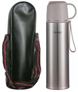 Termos cu husa Rosberg R52010FB, 0.5 l, Izolatie in vid cu doua straturi, Capac pentru pahare, Gri/Inox