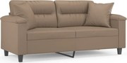 vidaXL Canapea cu 2 locuri cu pernuțe, cappuccino, 140 cm, piele eco.