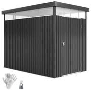 Outsunny Magazie de Grădină cu Luminator Superior din Acril și Orificii de Drenaj, 162x259x201 cm, Gri Închis | Aosom Romania
