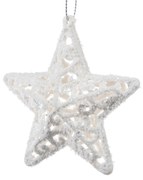 Ornament de Crăciun Carlita Star alb, 8 x 8 x 1,5cm, plastic