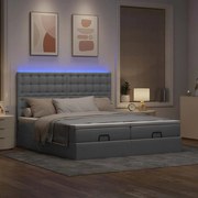 vidaXL Cadru de pat otoman cu saltele țesătură gri deschis 200x200cm