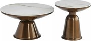 Set 2 masute cafea VERA, alb cu efect de marmura/cupru, ceramica/metal