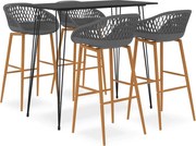 vidaXL Set mobilier de bar, 5 piese, negru și gri