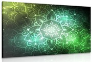 Tablou Mandala cu un fundal galactic în nuanțe de verde