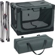 PawHut Cușcă de Transport Pliabilă pentru Câini și Pisici cu Pernă, Husă Lavabilă, Uși, din Oxford Respirabil 600D, 76x54x54 cm, Verde | Aosom Romania