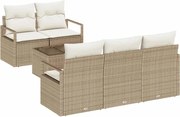 vidaXL Set de canapele pentru grădină 6 pcs Bej și crem poliratan