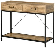 Masă Consolă Vintage HOMCOM din Metal și Lemn, Design Elegant cu 2 Sertare și Raft, Maro, pentru Living, Sufragerie | Aosom Romania